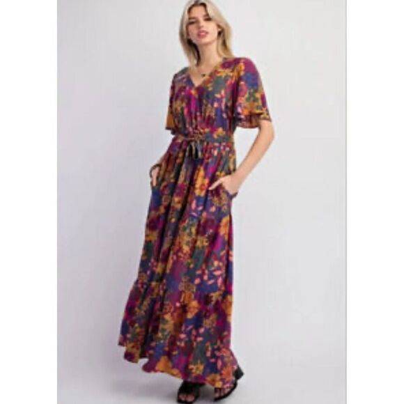 Size S Easel Los Angeles Floral Maxi Dress - Picture 2 of 5